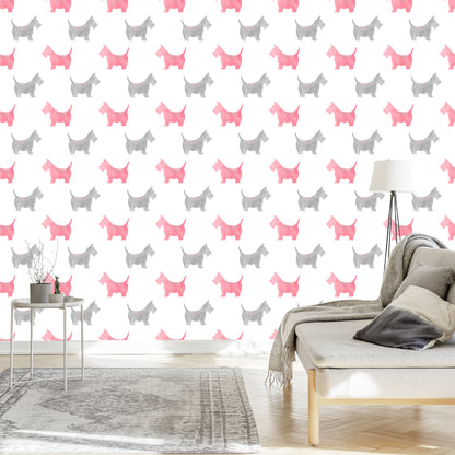 Wallpaper Watercolour Silhouettes Of Scottish Terriers