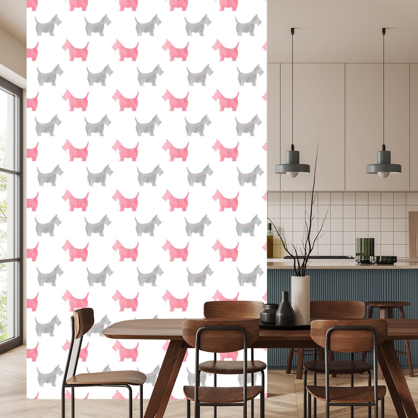 Wallpaper Watercolour Silhouettes Of Scottish Terriers