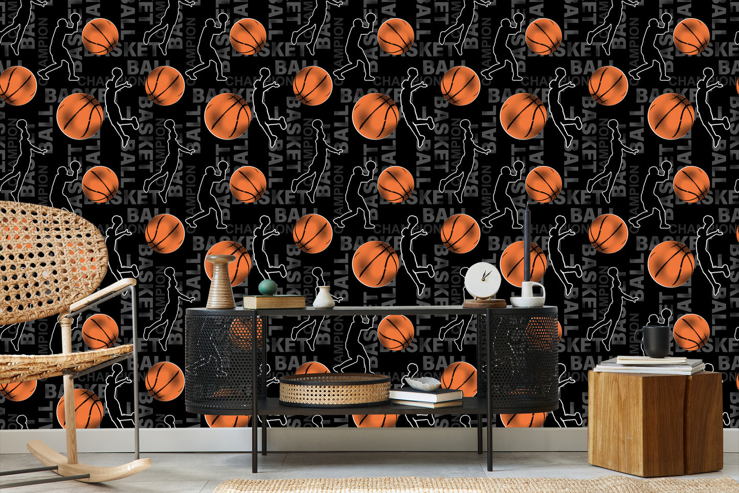 Wallpaper Scribbles Of Basketball Players