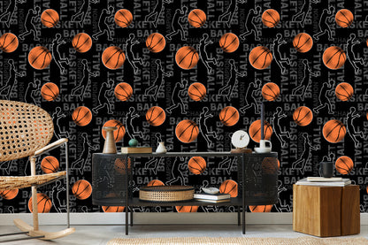 Wallpaper Scribbles Of Basketball Players