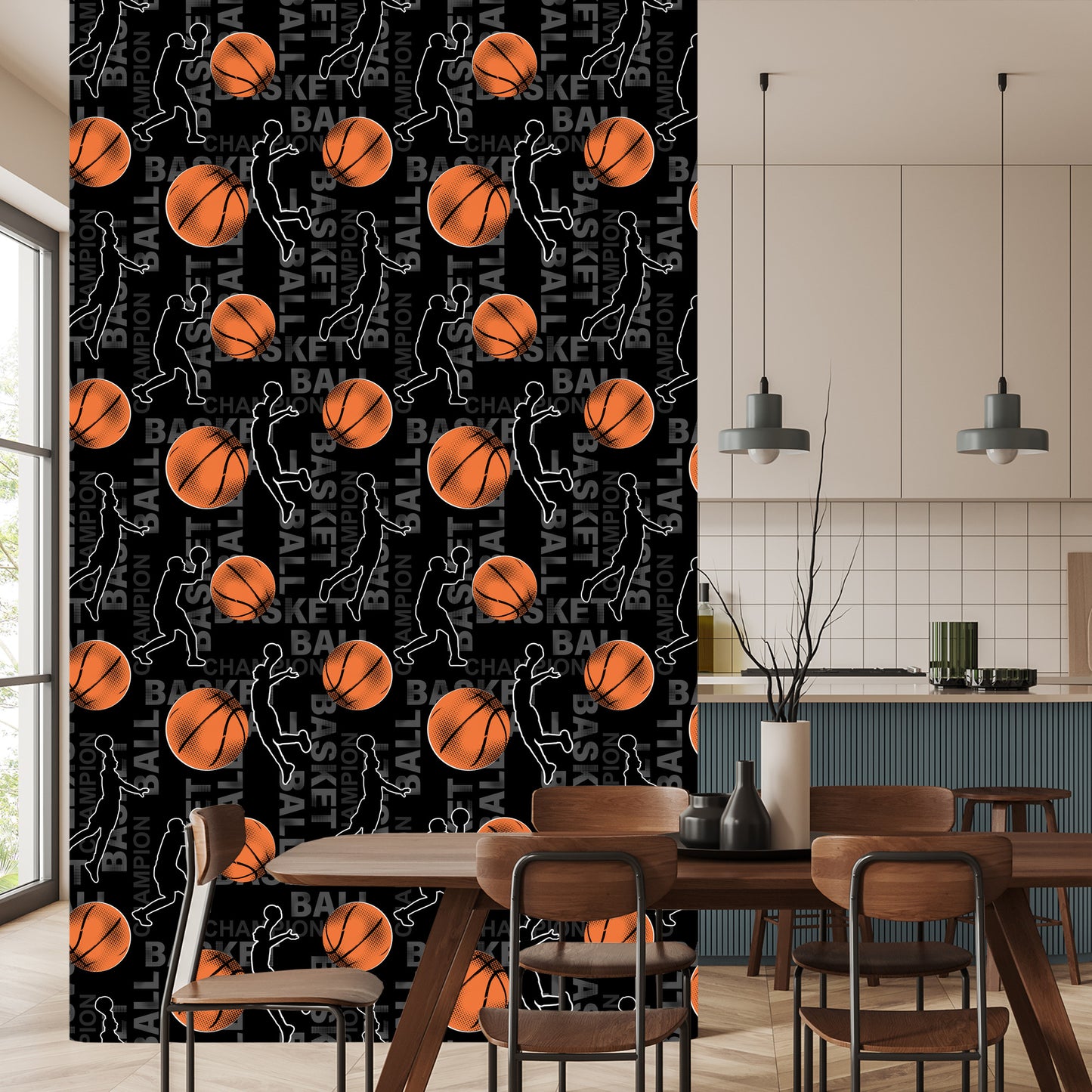 Wallpaper Scribbles Of Basketball Players