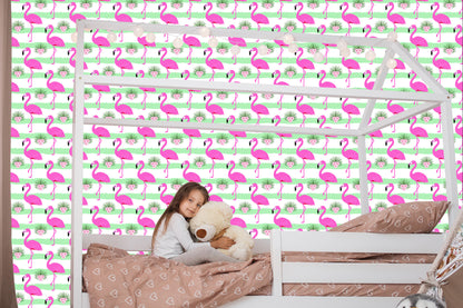 Wallpaper For Kids - Pink Flamingos