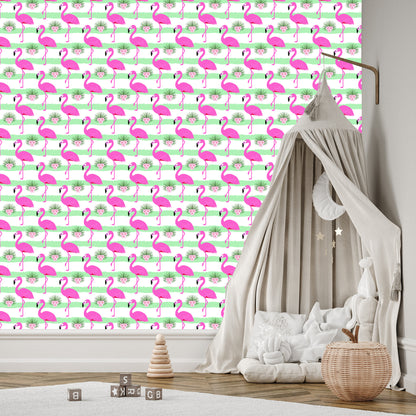 Wallpaper For Kids - Pink Flamingos