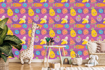 Wallpaper For Children - Colorful Fruits And Vegetables In Glasses