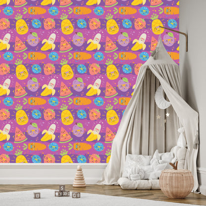 Wallpaper For Children - Colorful Fruits And Vegetables In Glasses
