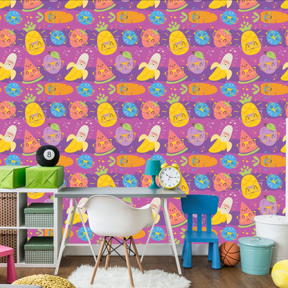 Wallpaper For Children - Colorful Fruits And Vegetables In Glasses
