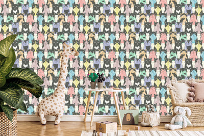 Wallpaper For Children - Funny Cats - Scandinavian Style
