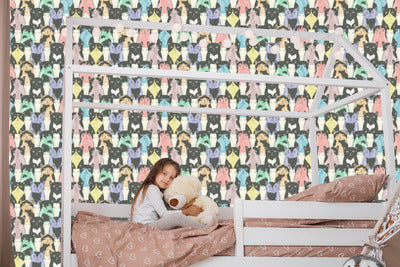 Wallpaper For Children - Funny Cats - Scandinavian Style