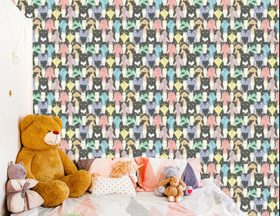 Wallpaper For Children - Funny Cats - Scandinavian Style