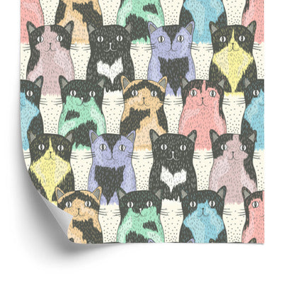 Wallpaper For Children - Funny Cats - Scandinavian Style