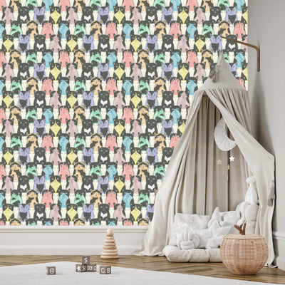 Wallpaper For Children - Funny Cats - Scandinavian Style