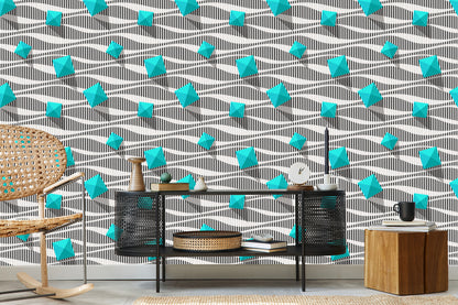 Wallpaper Pyramids On Black - White Background - 3D Effect
