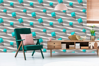 Wallpaper Pyramids On Black - White Background - 3D Effect