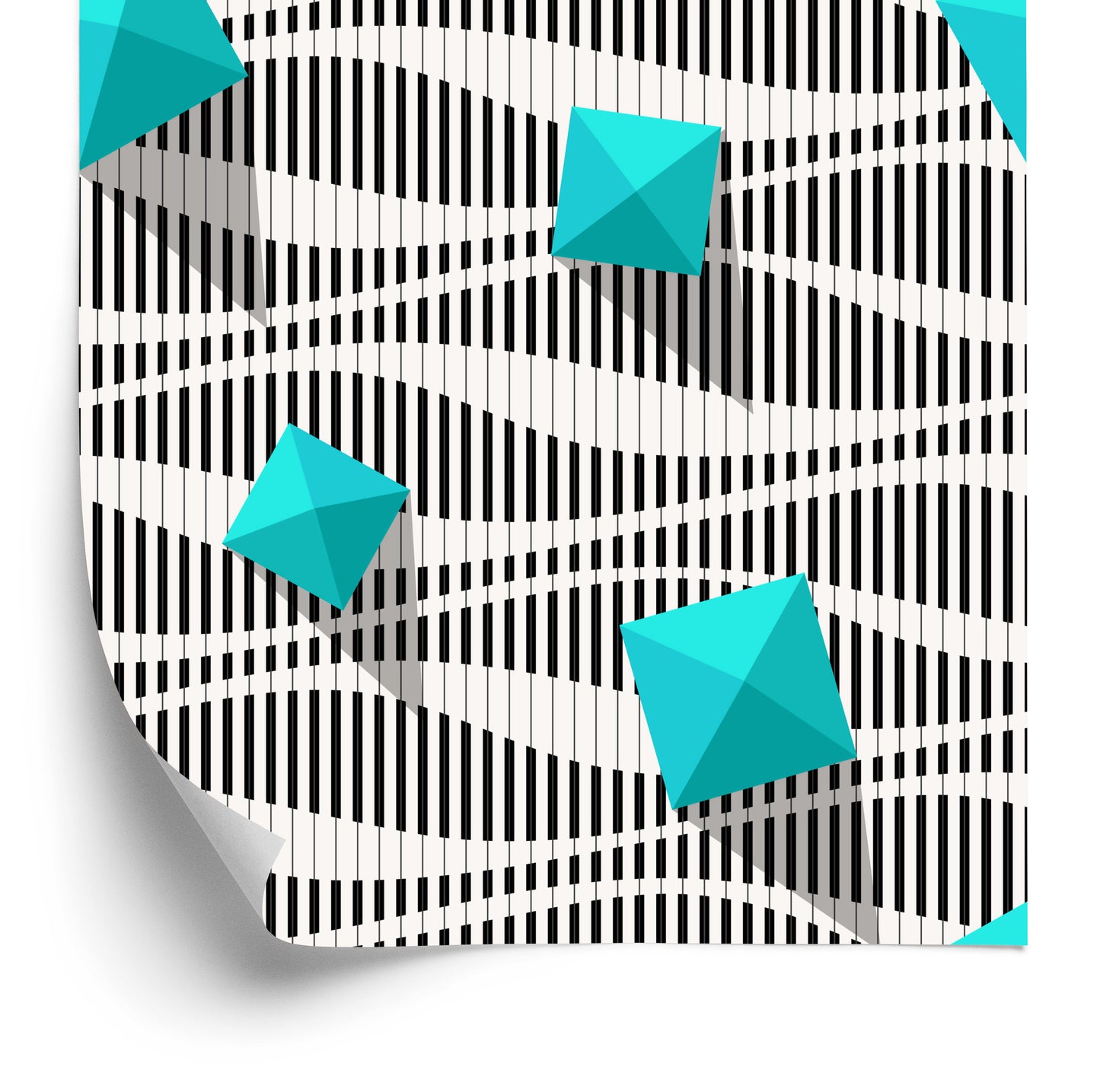 Wallpaper Pyramids On Black - White Background - 3D Effect