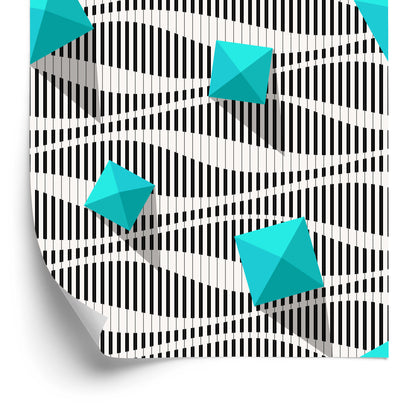 Wallpaper Pyramids On Black - White Background - 3D Effect