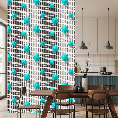 Wallpaper Pyramids On Black - White Background - 3D Effect