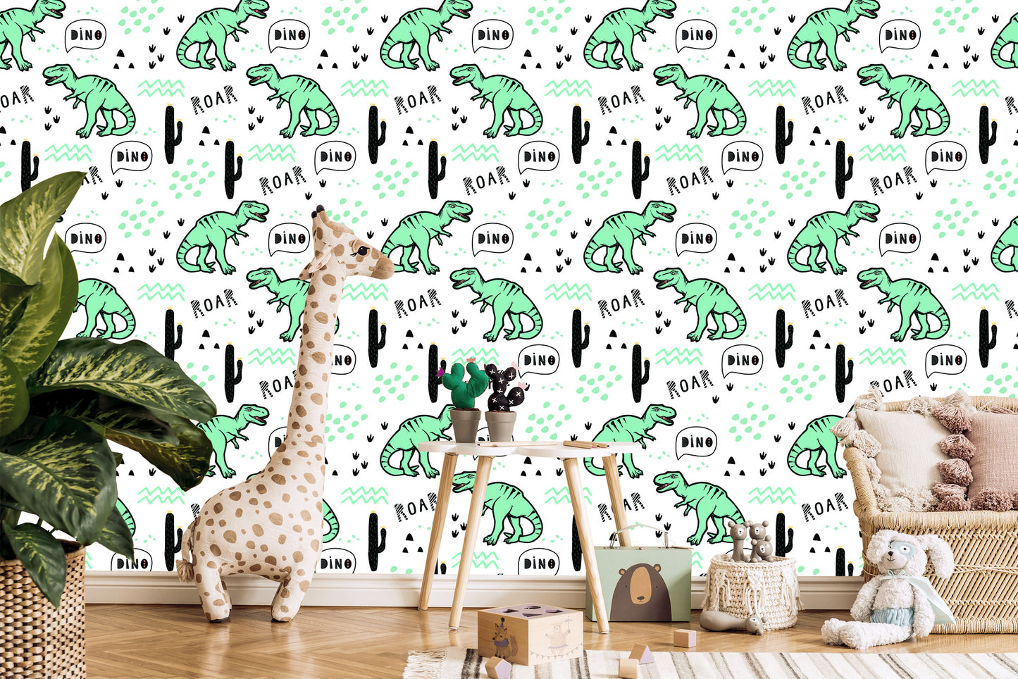 Wallpaper The Cacti Dinosaurs For A Baby's Room