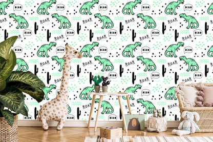 Wallpaper The Cacti Dinosaurs For A Baby's Room