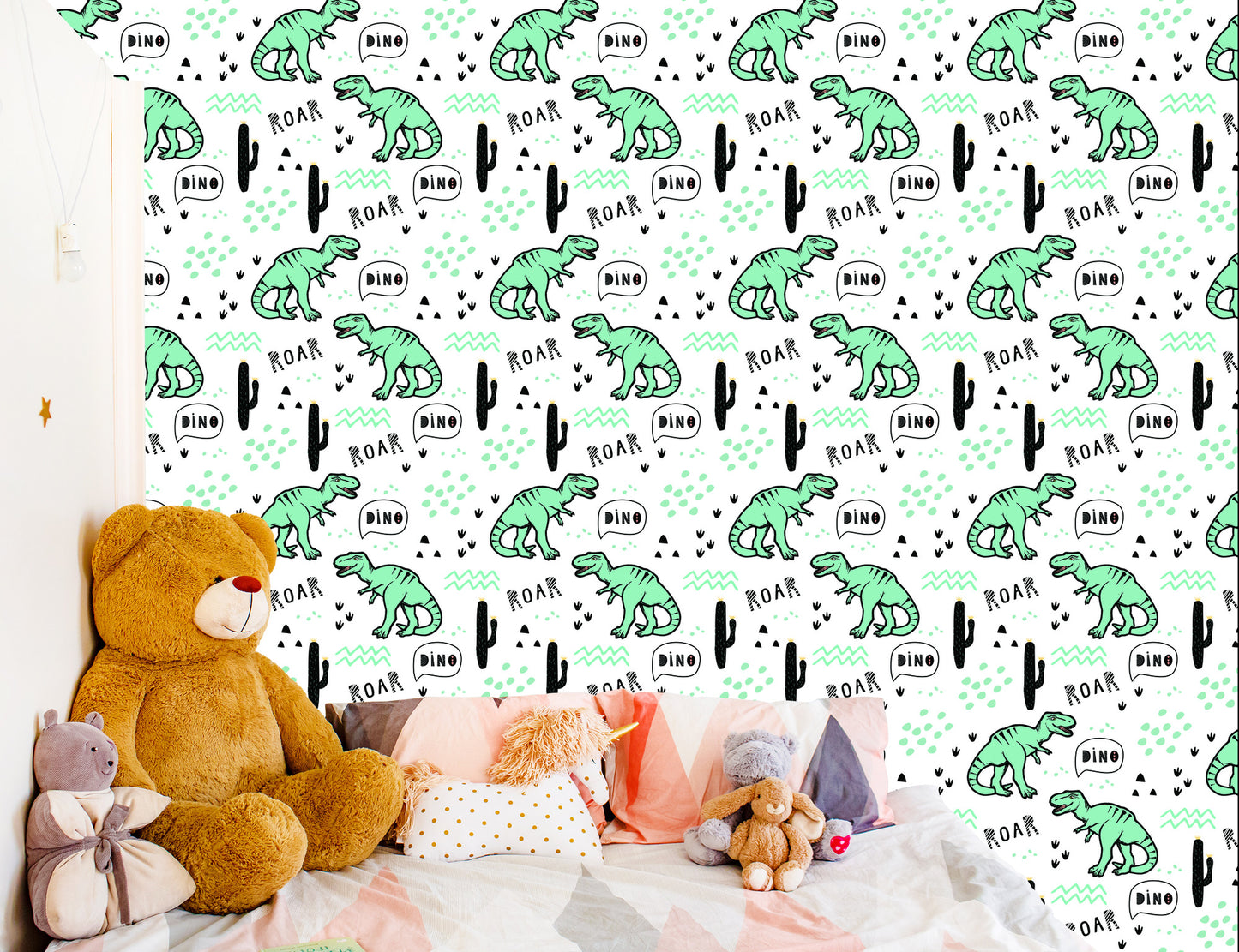 Wallpaper The Cacti Dinosaurs For A Baby's Room