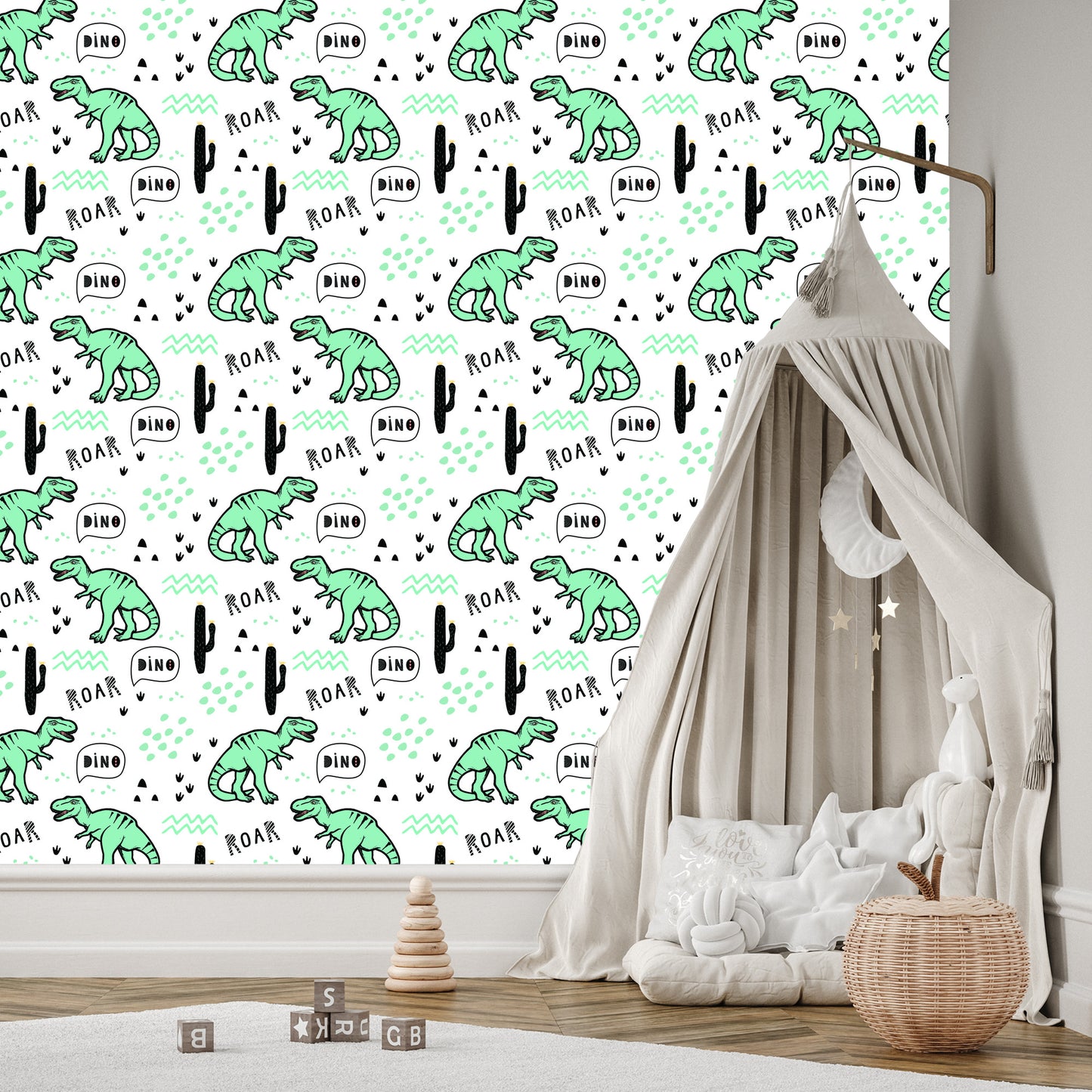 Wallpaper The Cacti Dinosaurs For A Baby's Room