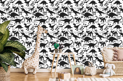 Wallpaper Dinosaurs Leaves For A Baby's Room