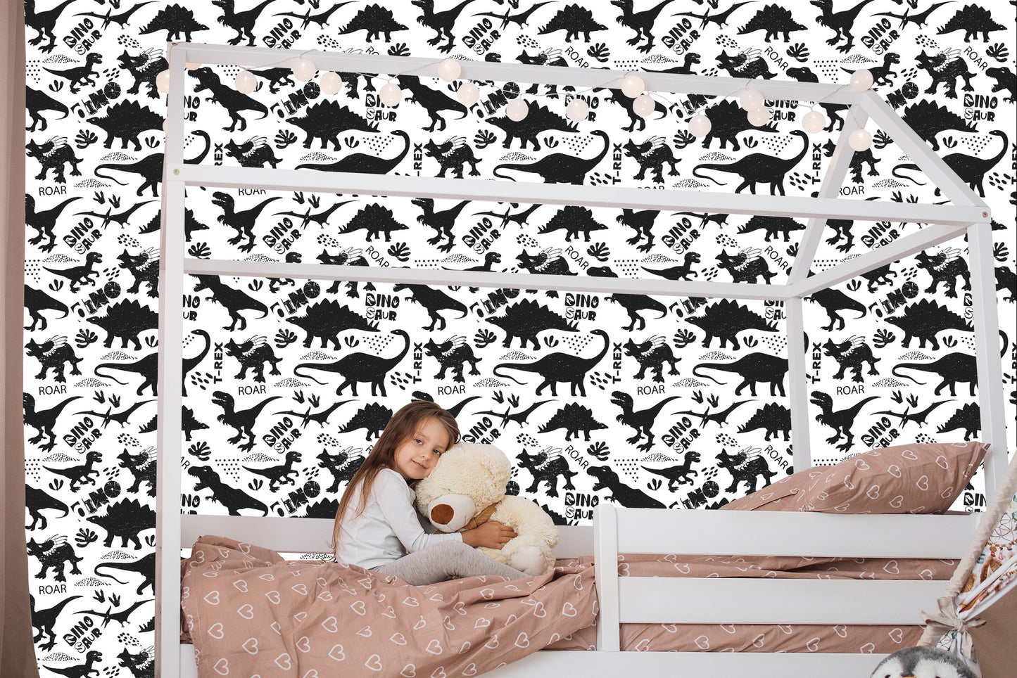 Wallpaper Dinosaurs Leaves For A Baby's Room