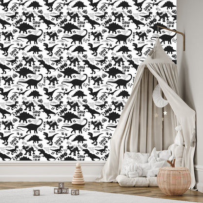 Wallpaper Dinosaurs Leaves For A Baby's Room