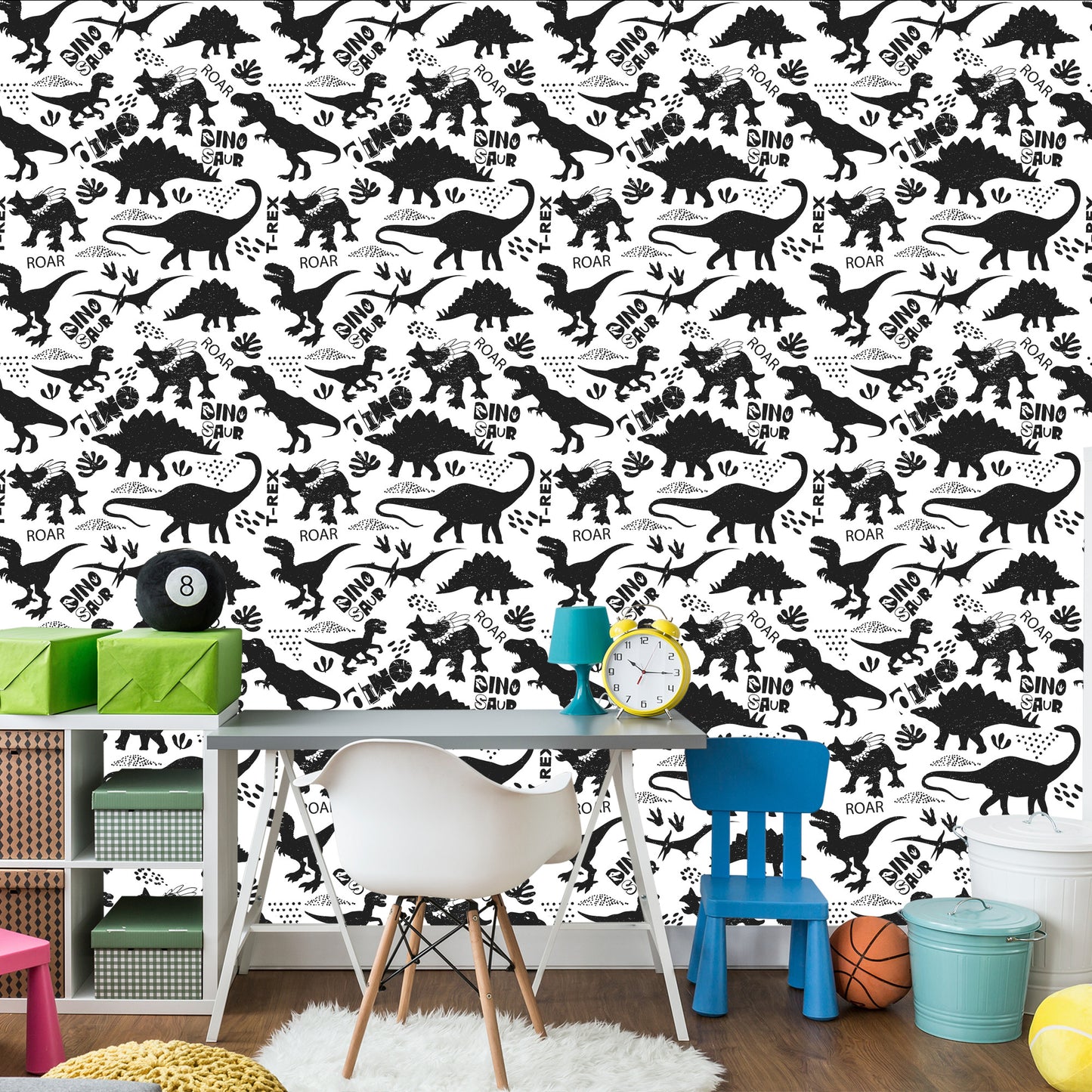 Wallpaper Dinosaurs Leaves For A Baby's Room