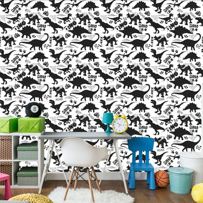 Wallpaper Dinosaurs Leaves For A Baby's Room