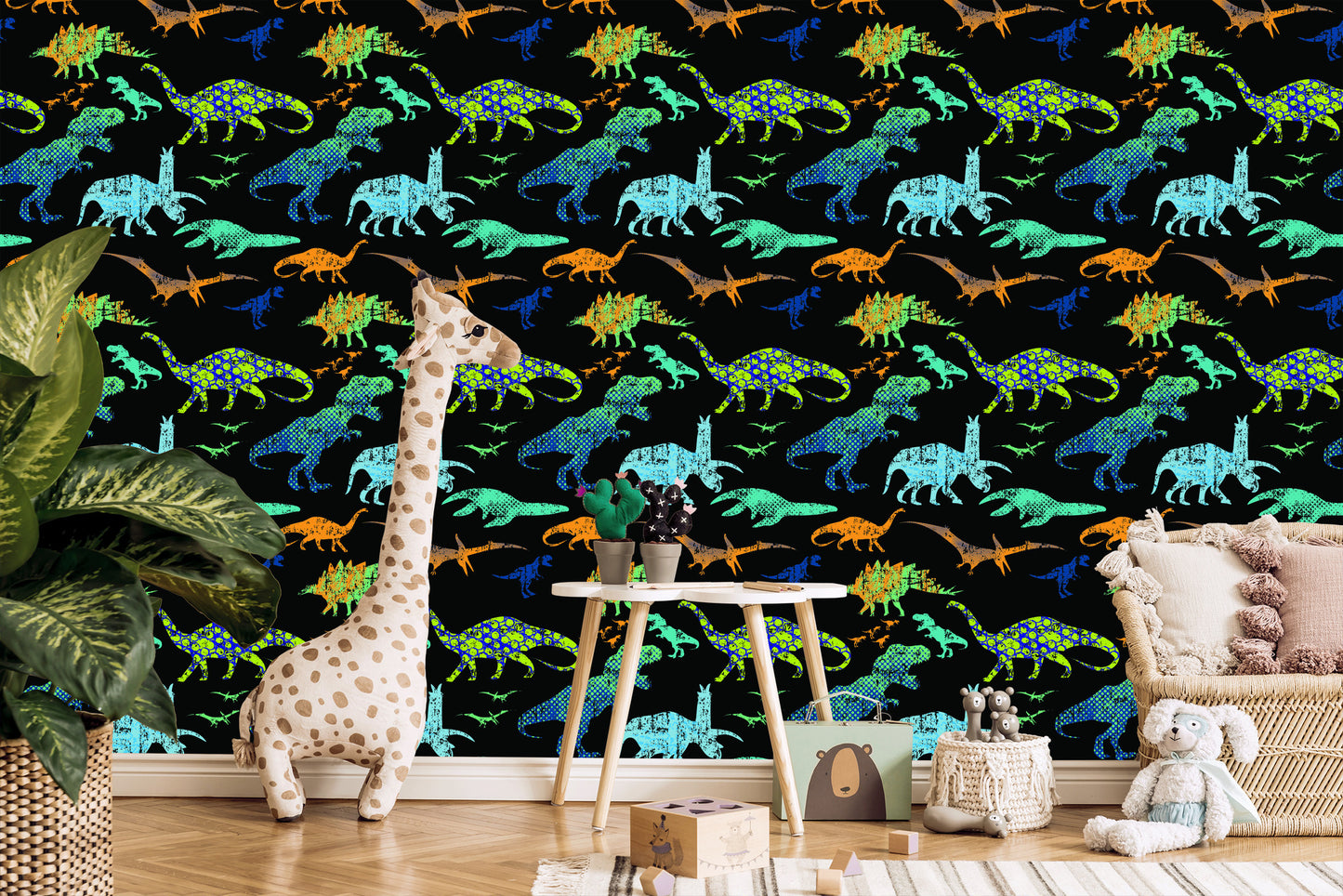 Wallpaper Colorful Dinosaurs For Boys