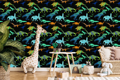 Wallpaper Colorful Dinosaurs For Boys