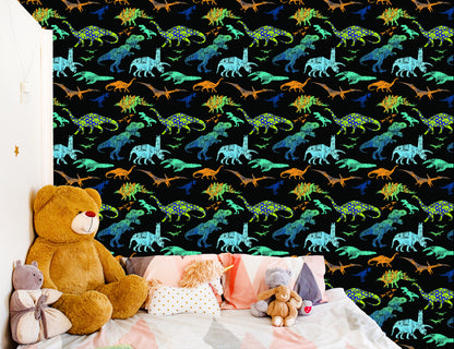 Wallpaper Colorful Dinosaurs For Boys