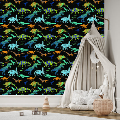 Wallpaper Colorful Dinosaurs For Boys