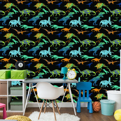 Wallpaper Colorful Dinosaurs For Boys
