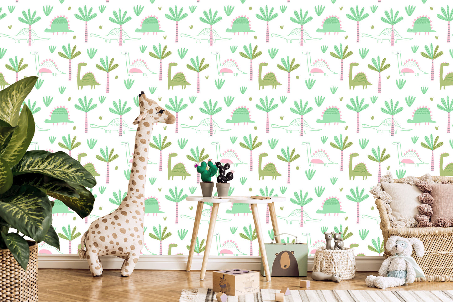 Wallpaper Green Children's Room In The Tree. Dinosaurs