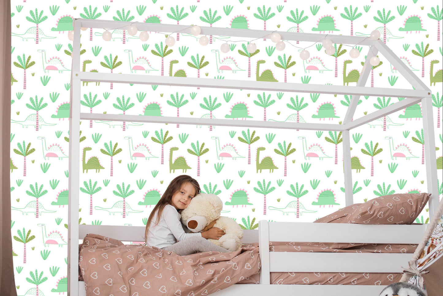 Wallpaper Green Children's Room In The Tree. Dinosaurs