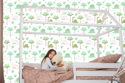 Wallpaper Green Children's Room In The Tree. Dinosaurs