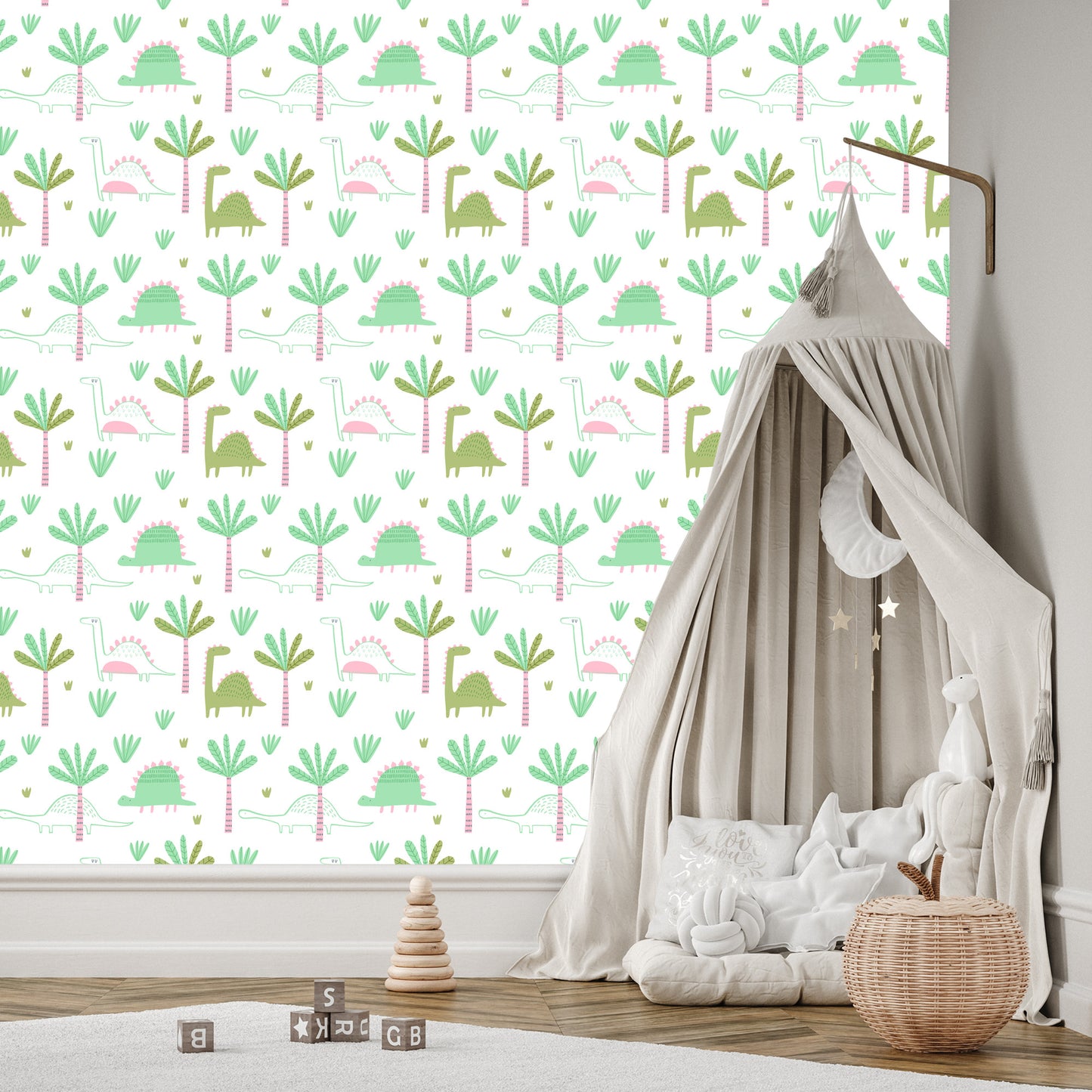 Wallpaper Green Children's Room In The Tree. Dinosaurs