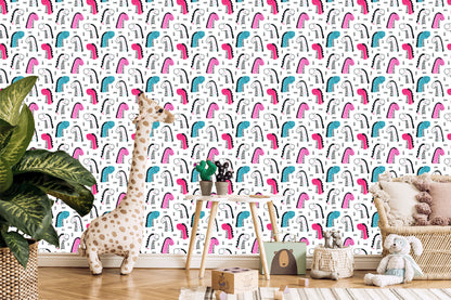 Wallpaper For Children In Colorful Dotted Dinosaurs