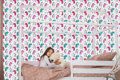 Wallpaper For Children In Colorful Dotted Dinosaurs