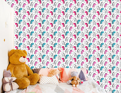 Wallpaper For Children In Colorful Dotted Dinosaurs