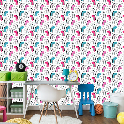 Wallpaper For Children In Colorful Dotted Dinosaurs