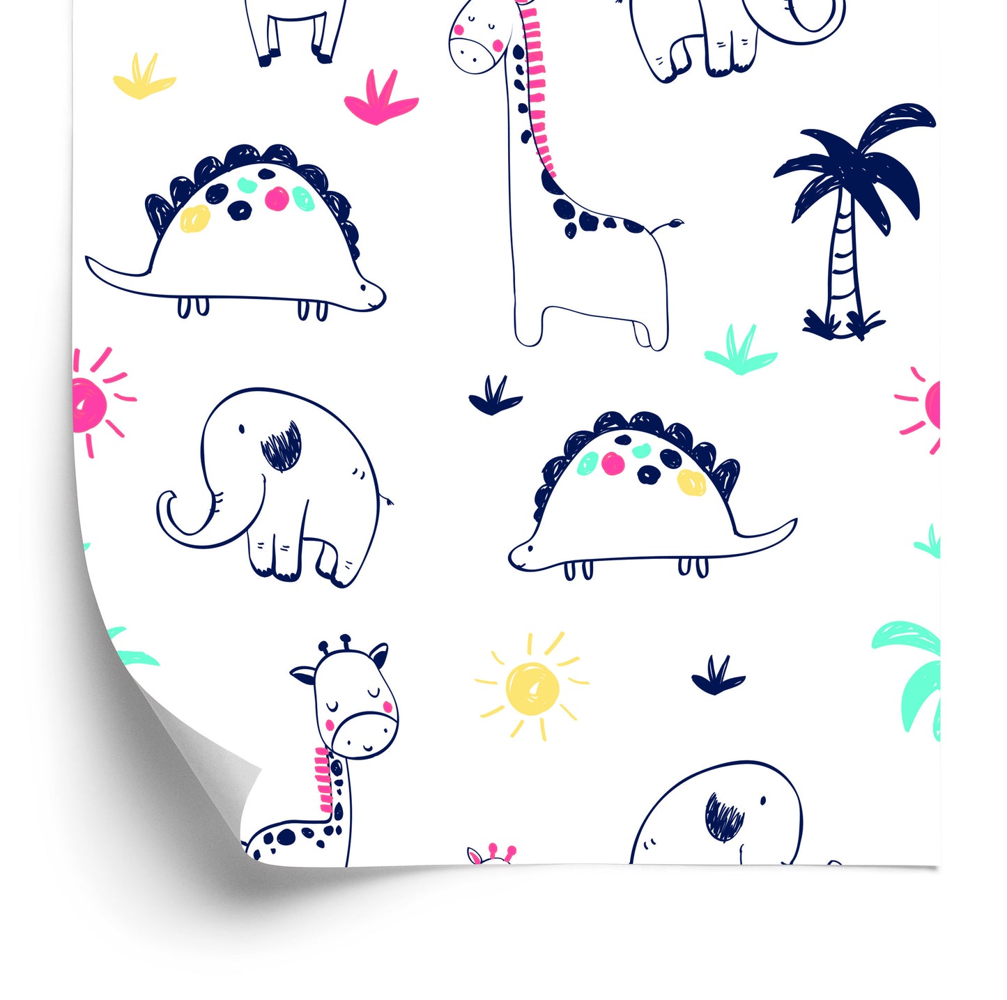 Wallpaper For Children. Dinosaurs. Palms. Plants