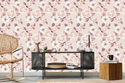 Wallpaper Delicate Flowers In Pastel Colors