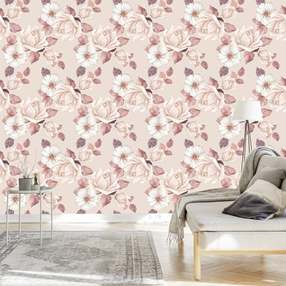 Wallpaper Delicate Flowers In Pastel Colors