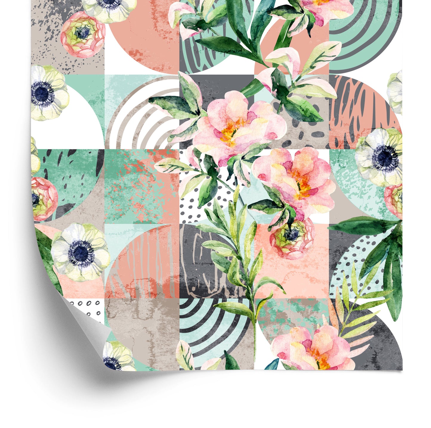 Wallpaper Modernist Floral Patchwork