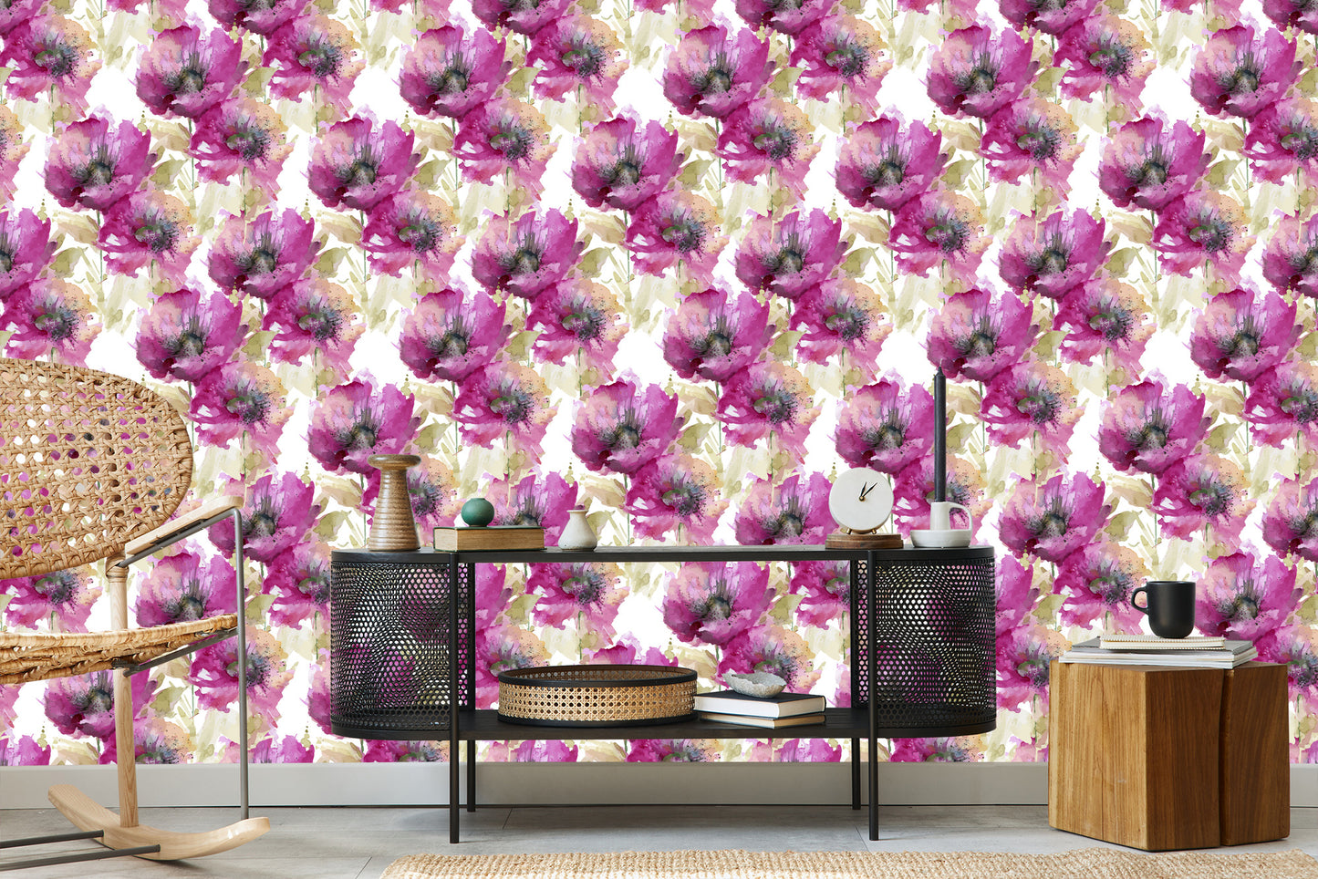 Wallpaper Poppies Painted With Watercolor