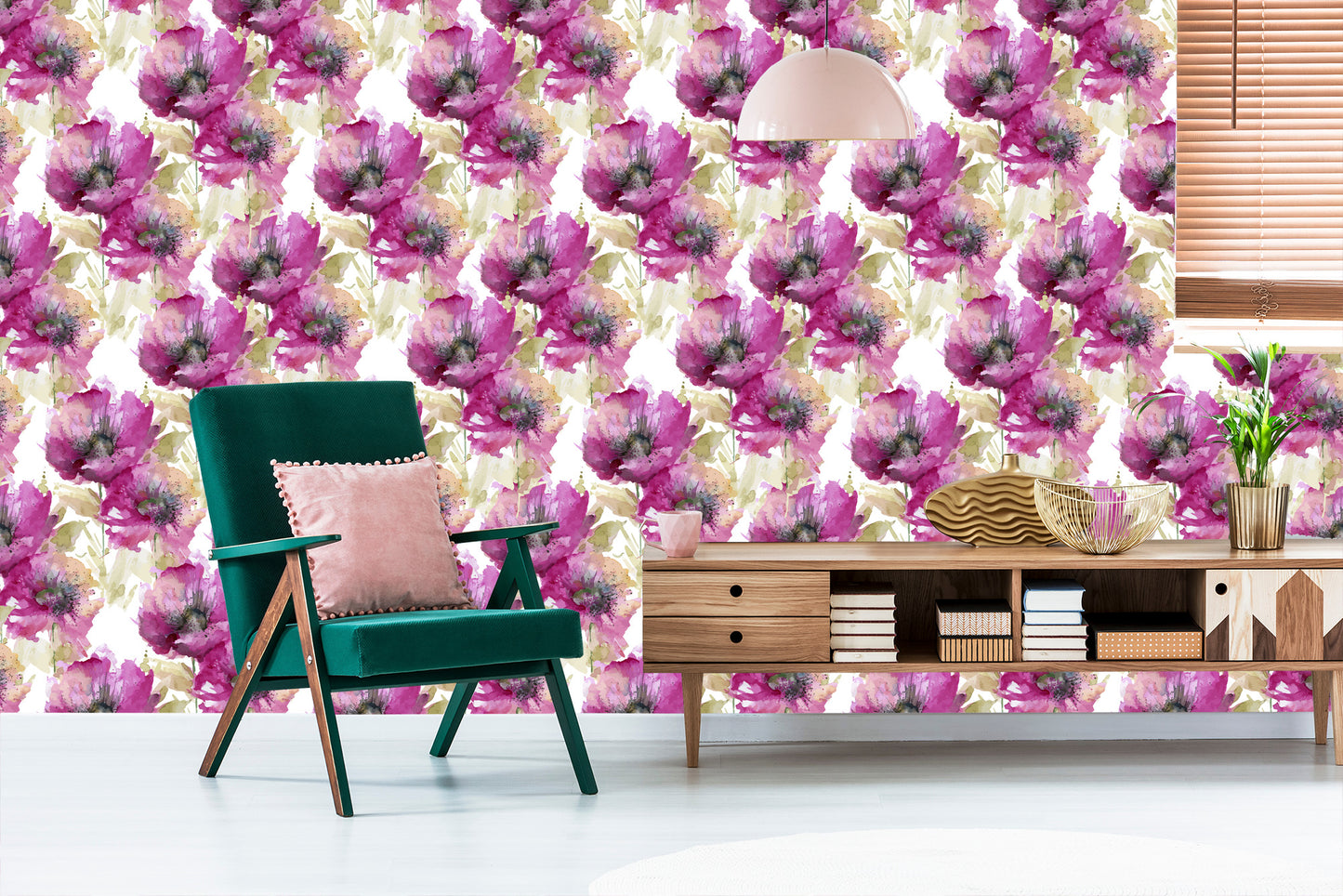Wallpaper Poppies Painted With Watercolor
