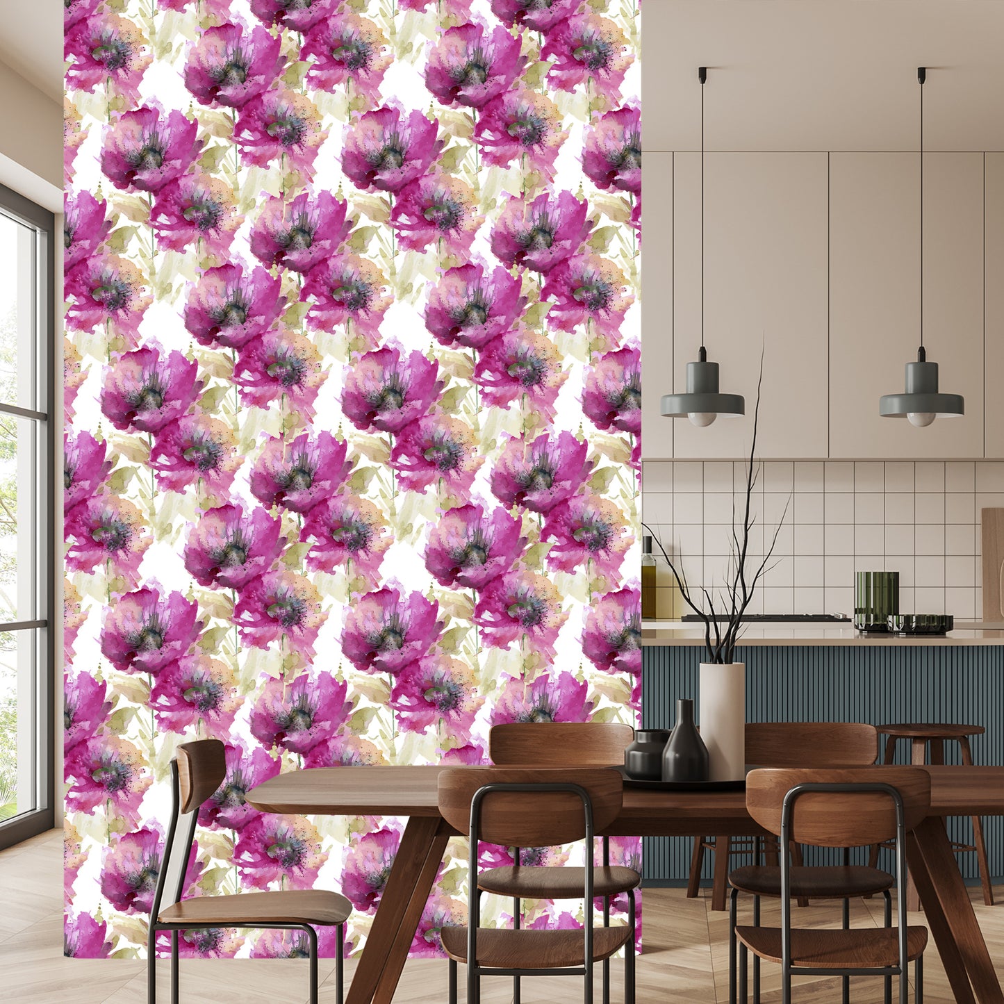 Wallpaper Poppies Painted With Watercolor