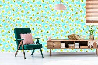Wallpaper Daisies Painted With Watercolor